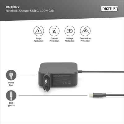 Блок живлення до ноутбуку Digitus 100W USB-C GaN (DA-10072) Вінниця