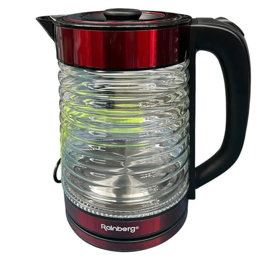 Электрочайник Rainberg RB-2312 стеклянный дисковый чайник 2.2л 2200Вт Red JA-44 Львов - изображение 1