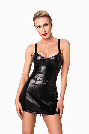Сукня Noir Handmade F320 Starlet, XXL, під латекс, міні, блискавка по всій довжині, кільце на поясі Sex Aura Київ