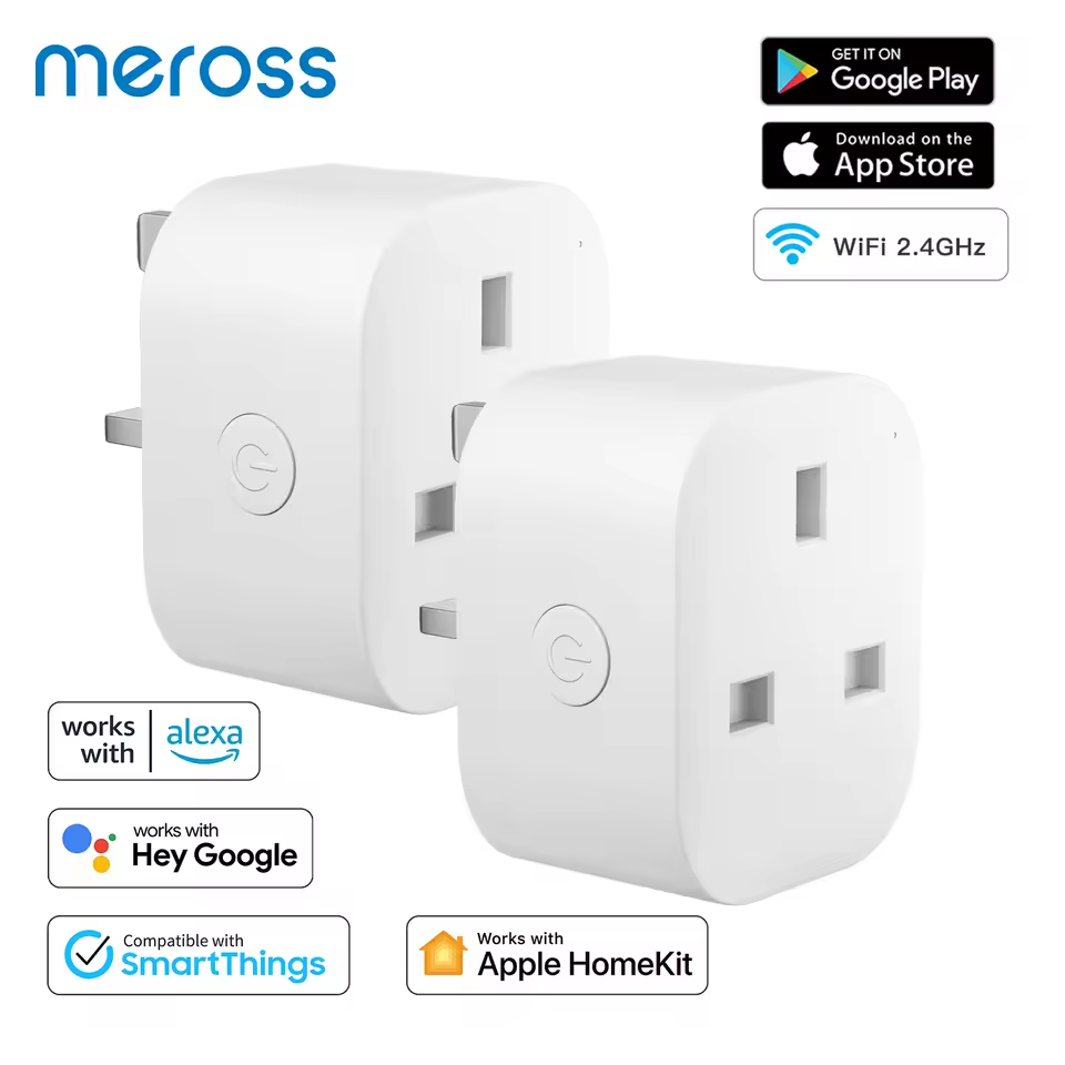 Комплект Умные розетки Meross Smart Wi-Fi Plug Mini 2 шт. с поддержкой Apple HomeKit Siri Alexa английская вилка (White) Киев - изображение 2
