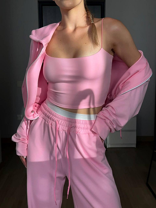 Жіночий прогулянковий костюм-двійка: кофта та штани двонитка LUX Рожевий, 46/48 Одеса - фото 6
