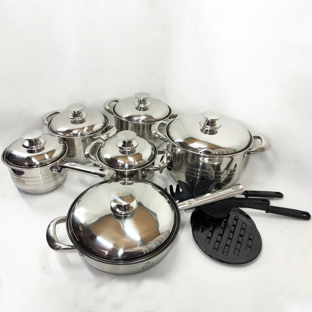 Набір посуду для будь-яких плит 18, Гарний набір каструль з антипригарним покриттям DE-12 Львів - фото 3