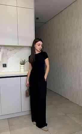 Жіночий базовий прогулянковий костюм, двойка турецький трикотаж віскоза Чорний, 46/48 Одеса