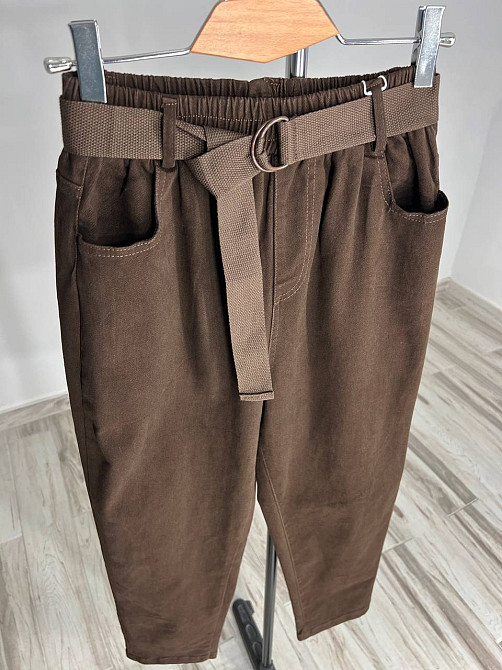 Джинсы женские A-N 25072 MOM бананы талия на резинке с ремнем стрейчевые оверсайз коричневый, коричн Одесса - изображение 6