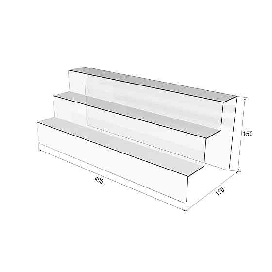 Товарная горка EKOSTAR на 3 ступеньки из акрила 400х150х150 Киев