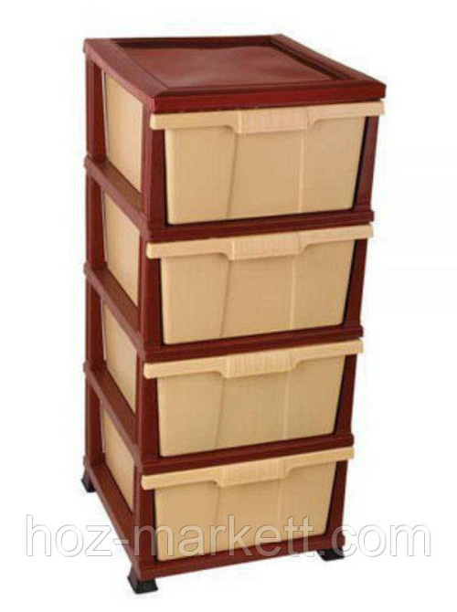 Комод пластиковий тумбочка на 4 ящики з цілісними шухлядами Туреччина беж із коричневим Харків - фото 6