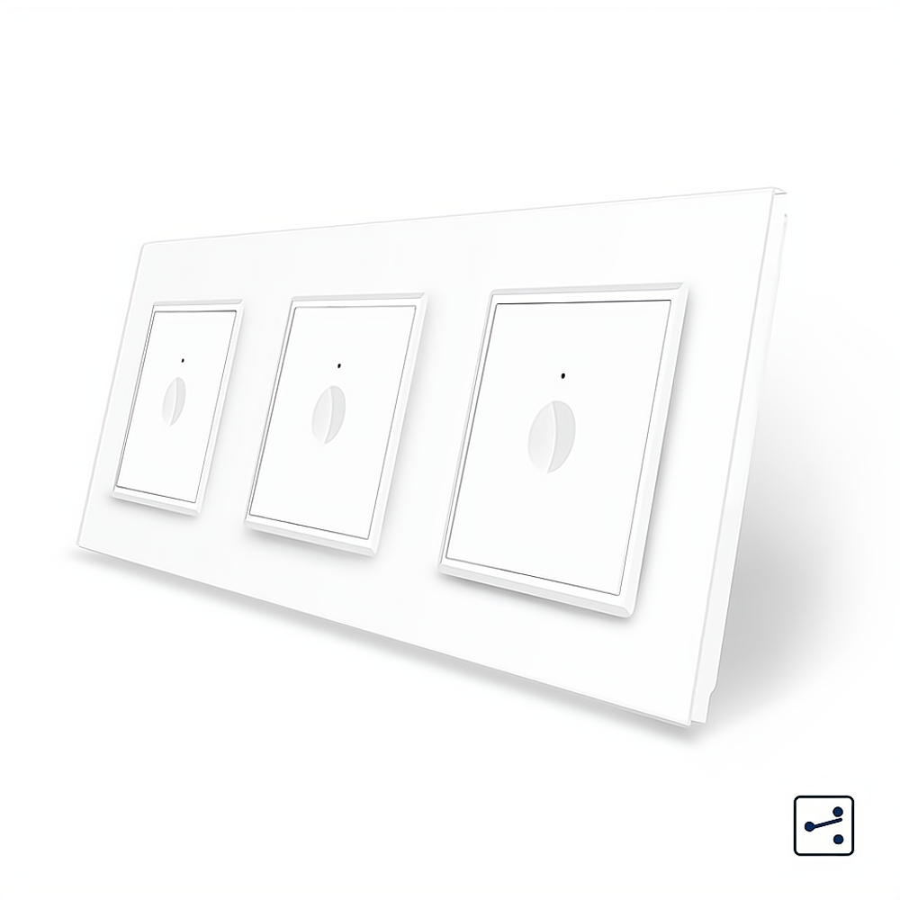 LIVOLO Сенсорний прохідний/перехресний вимикач Sense 3 сенсора (1-1-1) Livolo білий скло (VL-C7 Коломия - фото 1