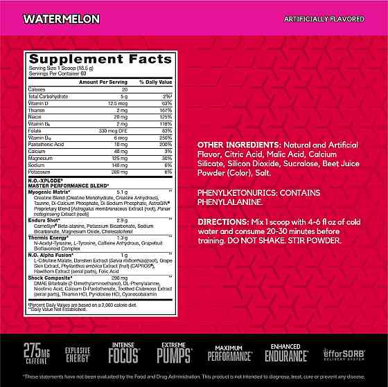 Передтренувальний комплекс BSN N.O. Xplode 3.3 1109 g (watermelon) Луцьк