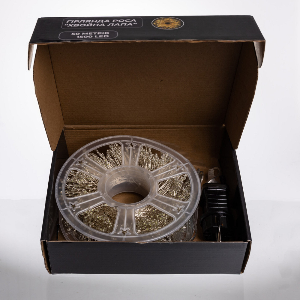 Новорічна гірлянда кімнатна роса Хвойна лапа 50 м 1500 LED білий провід Біле сяйво D1500L50MWW Київ - фото 8