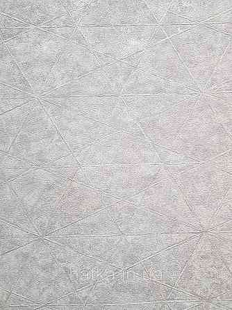 Шпалери вінілові на флізелін Rasch Composition 0,53х10 геометрія смуги фігури під штукатурку сірі з сріблом Київ