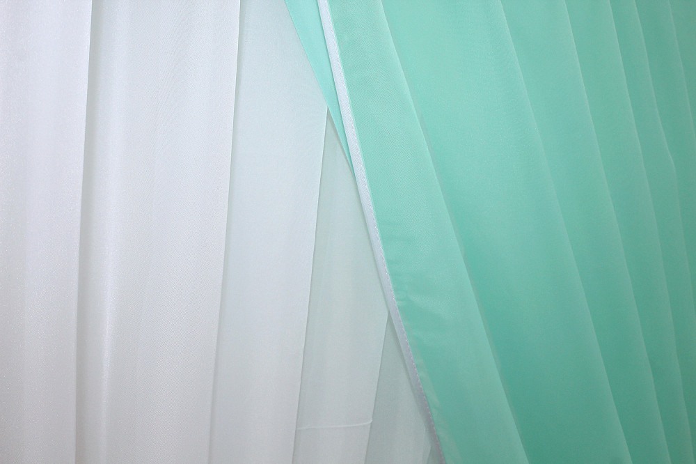 Кухонні шторки VR-Textil № 060к "Дует" з підв'язками бірюзовий з білим 330х170 см (50-323) Київ - фото 5
