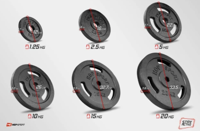Набір 59 кг прямий гриф + металеві диски Hop-Sport Strong Київ - фото 2