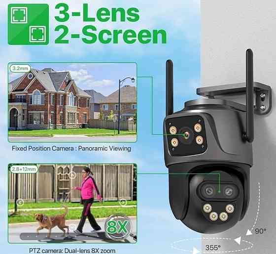 Камера видеонаблюдения с тремя объективами Киев