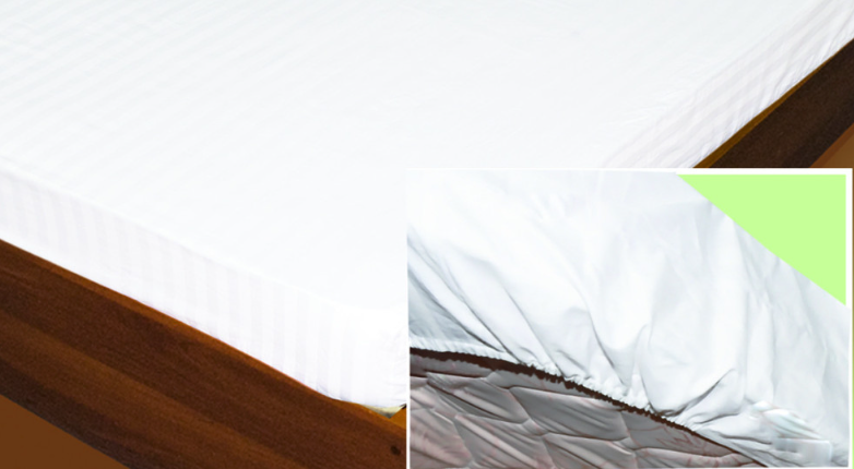 Простынь сатин Страйп на резинке 200х​​​​​​​140х20 см белая, полуторная Киев - изображение 2