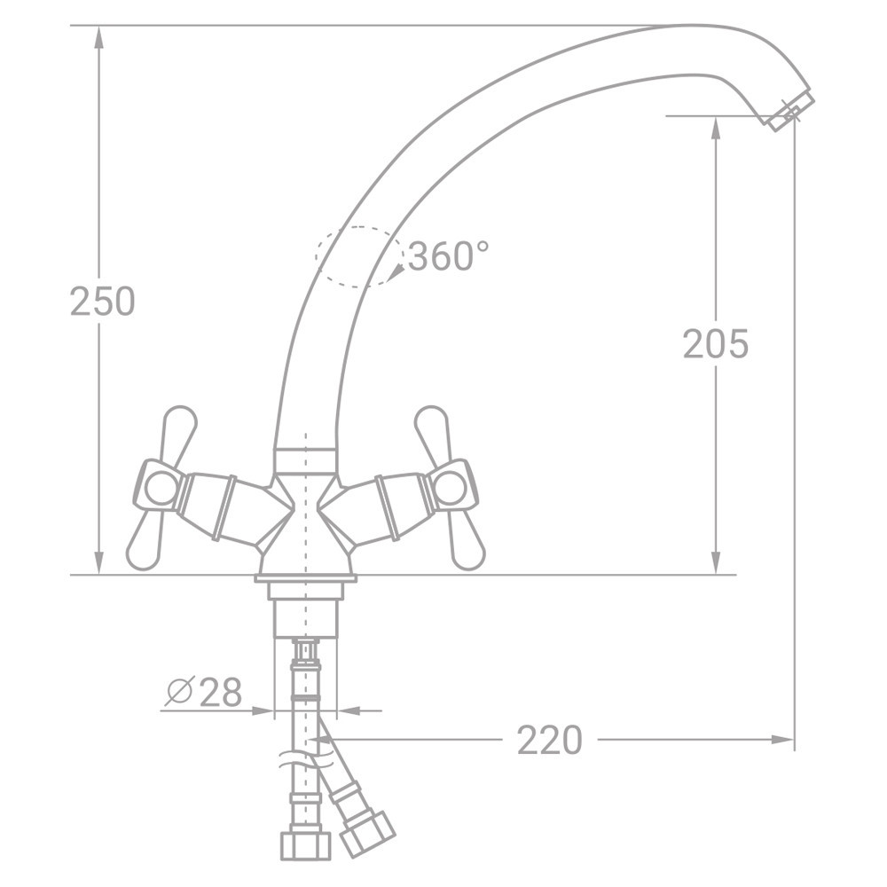 Змішувач s70 1⁄2" для кухні гусак вухо на гайці TAU VD-4B461C (9870110) Київ - фото 2
