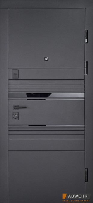 Двери входные, квартирные ABWEHR. Модель 554/0 SUNSET Цвет Черная шагрень / Белый супермат Киев - изображение 1