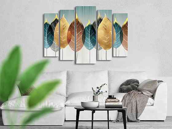 Модульна картина у вітальню / спальню Абстракція Листя Art-466_5 ( 80х118см ) Київ