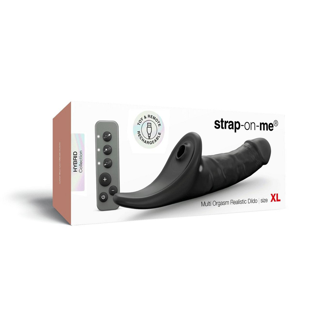 Вибронасадка для страпона с вакуумной стимуляцией Strap-On-Me Multi Orgasm Realistic Dildo XL Black Sex Aura Киев - изображение 7