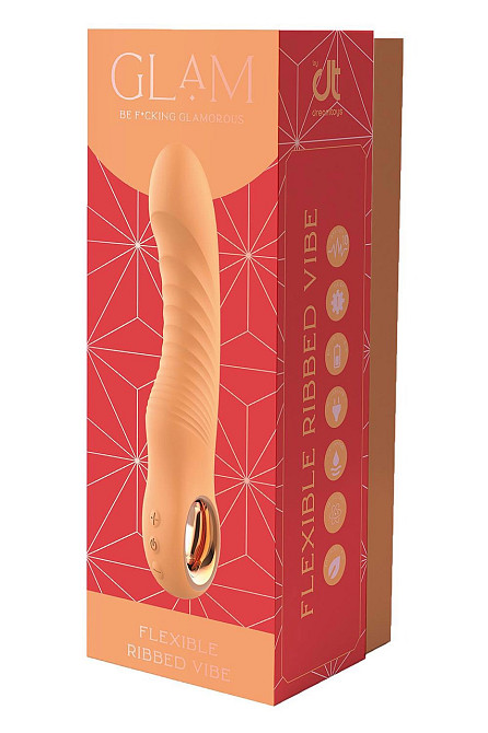 Вібратор ребристий Dream Toys Glam Flexible Ribbed Vibe, помаранчевий Sex Aura Київ - фото 4
