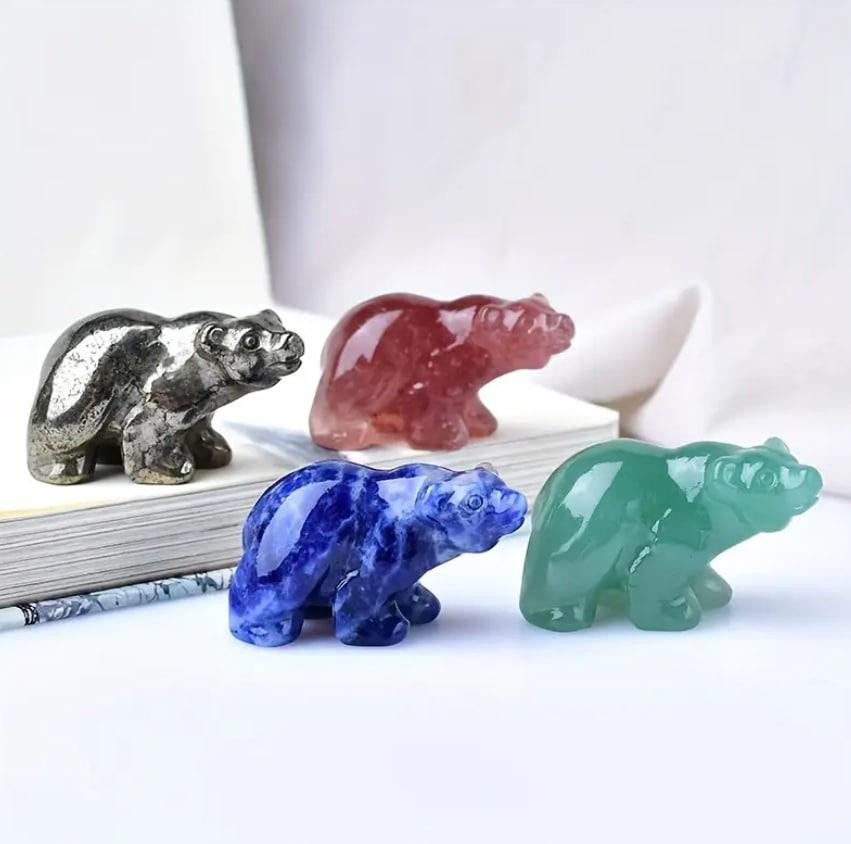 Фігурка ведмедя з натурального піриту 45 мм | Кам’яна статуетка полярного ведмедя для декору та пода Київ - фото 2