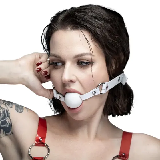 Кляп силіконовий Feral Feelings Silicon Ball Gag White/White, білий ремінець, біла кулька Львов
