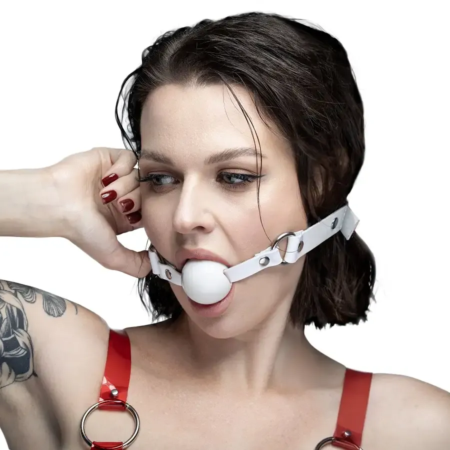 Кляп силіконовий Feral Feelings Silicon Ball Gag White/White, білий ремінець, біла кулька Львів - фото 2