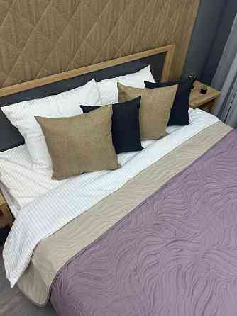 Покривало двостороннє Decorator Microfiber листя 160х215 см бузковий з бежевим (85-125) Київ