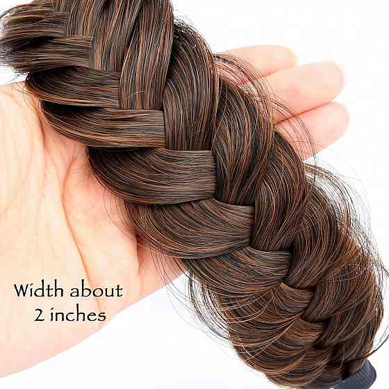 Плетена пов'язка Gledola Wide Messy Braided Headband Auburn синтетична руде волосся еластична з зубцями коса для жінок і дівчат Київ