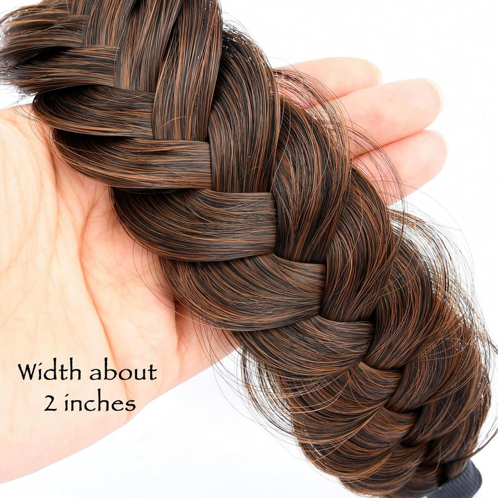 Плетена пов'язка Gledola Wide Messy Braided Headband Auburn синтетична руде волосся еластична з зубцями коса для жінок і дівчат Київ - фото 5