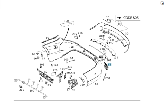 Mercedes-Benz  A1178850765 Опорний кронштейн заднього бампера лівий CLA Shooting Brake X117 CLA C117 Одесса