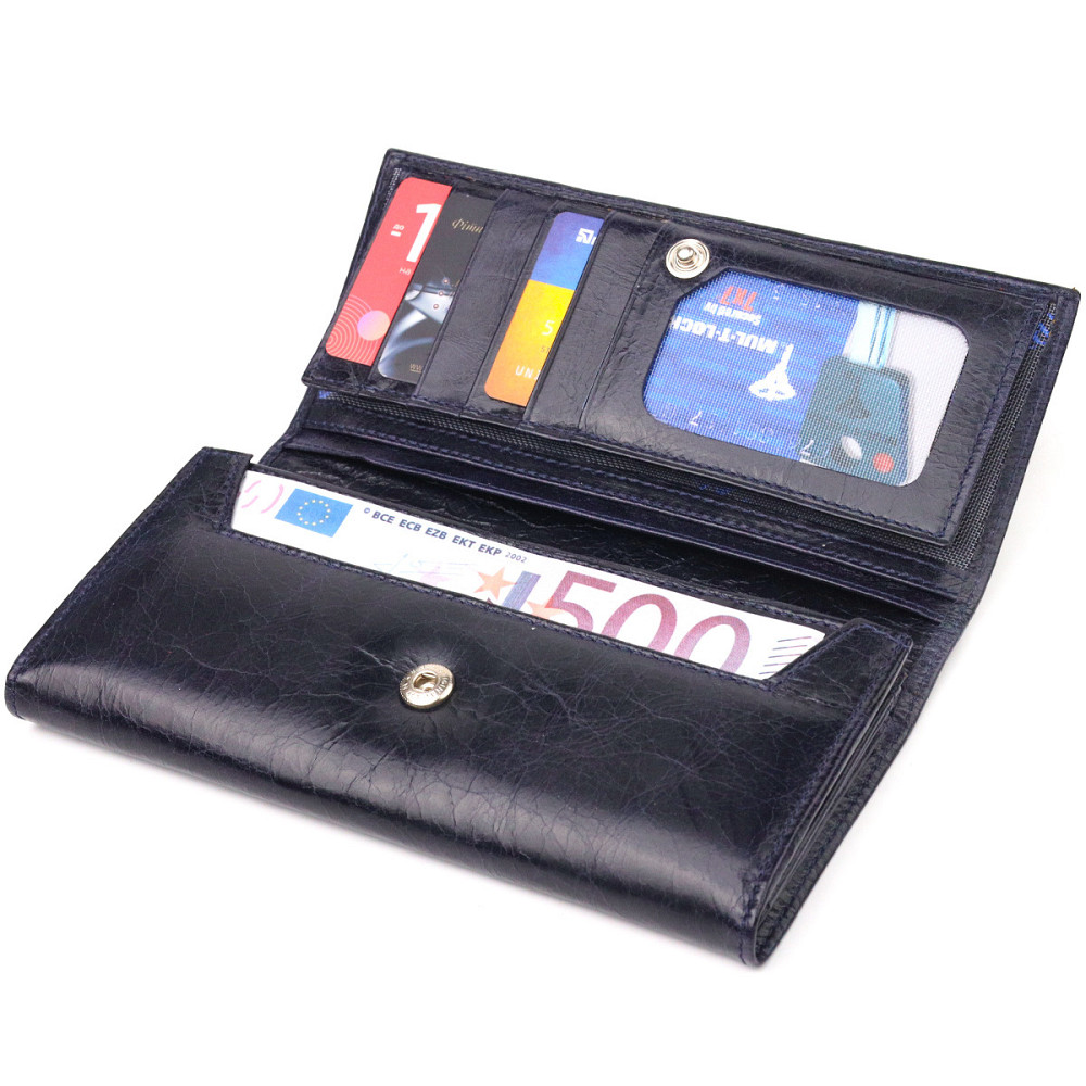 Портмоне для женщин с монетницей из натуральной кожи CANPELLINI 21533 Синее Киев - изображение 5