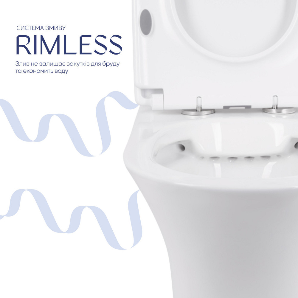 Унітаз-компакт Qtap Presto безобідковий із сидінням Soft-close QT24221217AW Київ - фото 5