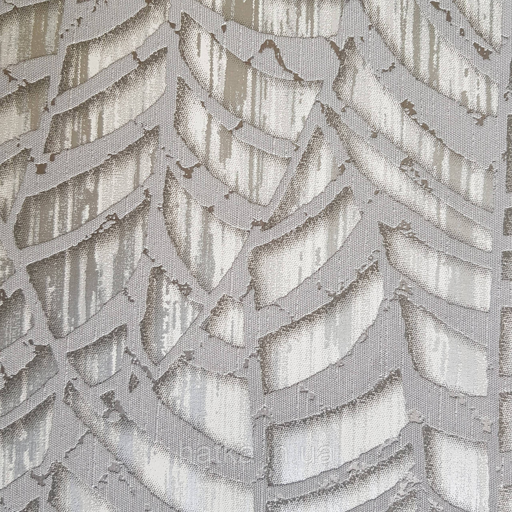 Шпалери метрові вінілові на флізелін Villa Marburg Lombardi геометрія абстракція листя сірі на сріблястому Київ - фото 3