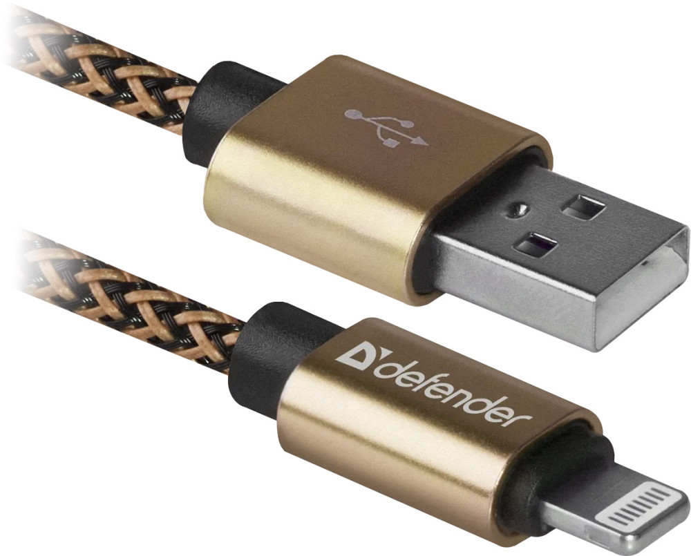 Кабель USB AM-Lightning M, 1.0 м, золотистий, 01-03T PRO Defender Вінниця - фото 2