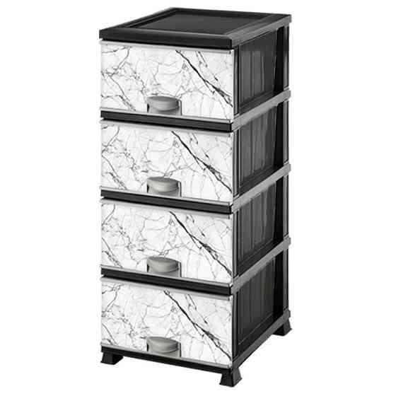 Комод пластиковий Еліф (Elif) білий мармур. 90х39х48. 4 секции. Одеса