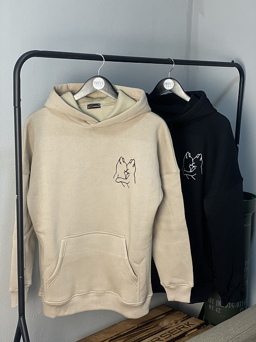 Парні худі "Закохані котики" з мінімалістичним принтом Чернівці - фото 5