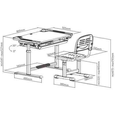Парта зі стільцем FunDesk Littonia Grey (222529) Вінниця