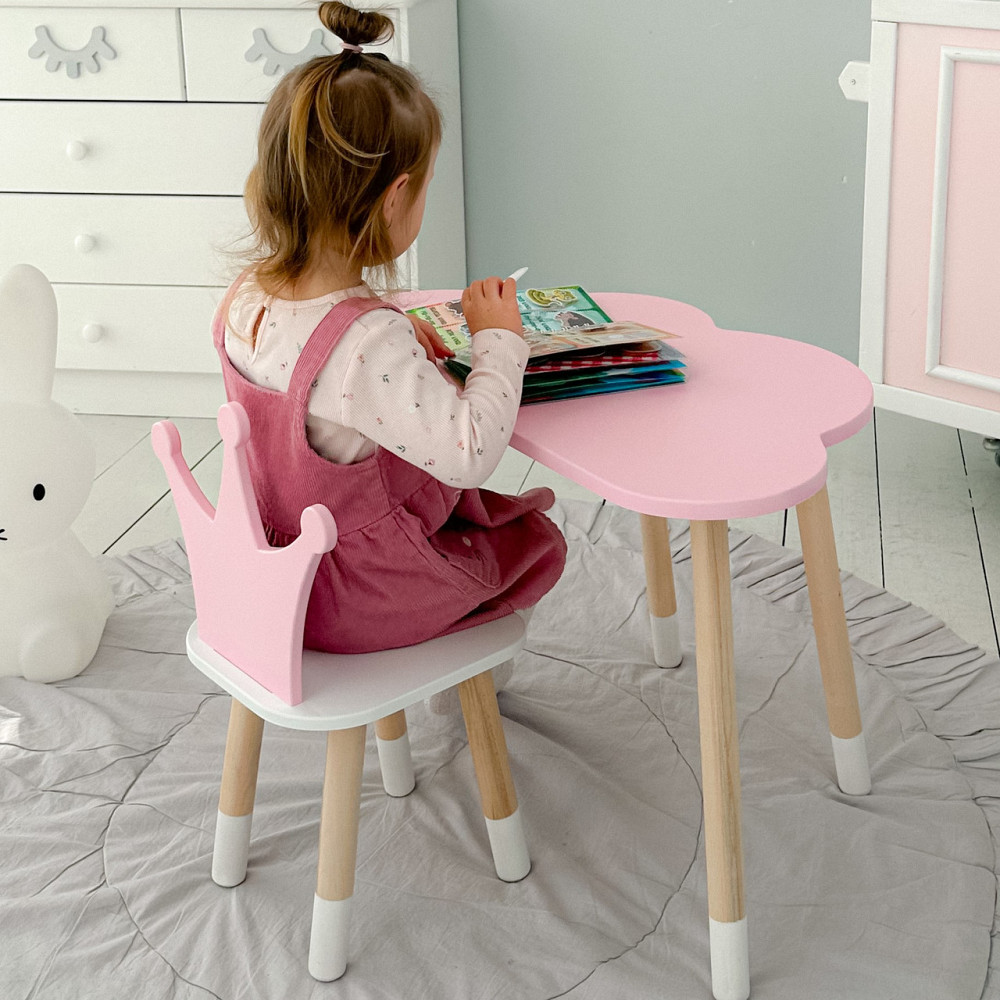 Функциональный детский комплект деревянный столик с ящиком и эргономичный стульчик Стол тучка и стул детский Киев - изображение 6
