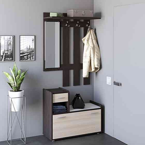 Прихожая Эверест Тандем с вешалкой и тумбой (левая) для обуви венге + дуб молочный (DTM-2199) Днепр