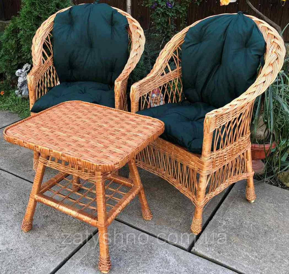 Меблі плетені з маленьким столом | Меблі з лози | меблі плетені з накидками Київ - фото 1