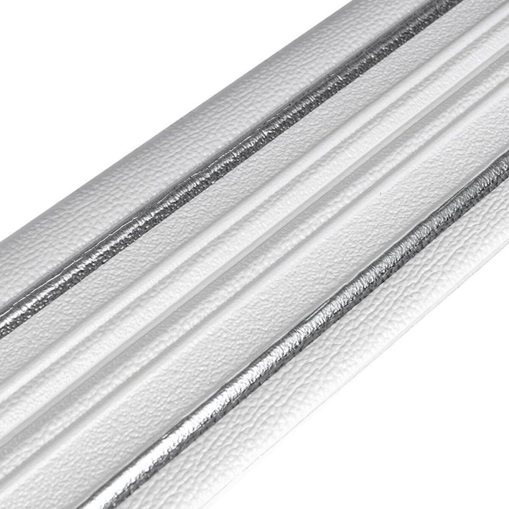 Плинтус РР самоклеющийся 2300х140х4мм Белый с серой полоской (D) SW-00001809 Киев - изображение 1