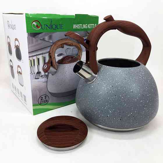 Емальований чайник нержавійка з свистком Unique UN-5306 2, 7л, Чайник зі свистком для дому MA-66 Івано-Франківськ