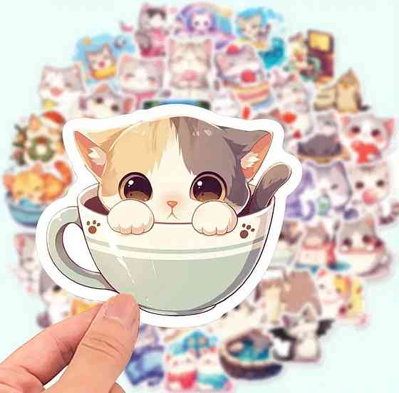 Набор милых наклеек с котами, 50 шт Киев