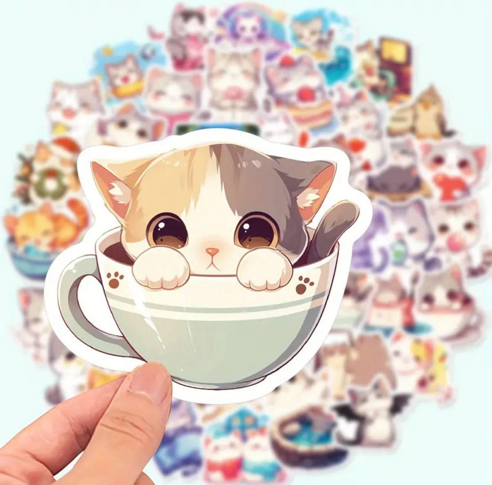 Набор милых наклеек с котами, 50 шт Киев - изображение 1