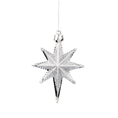 Елочная игрушка Chomik Зірки, 9 см, пластикові 4 шт, сріблясті (5901292631147_1) Винница - изображение 2