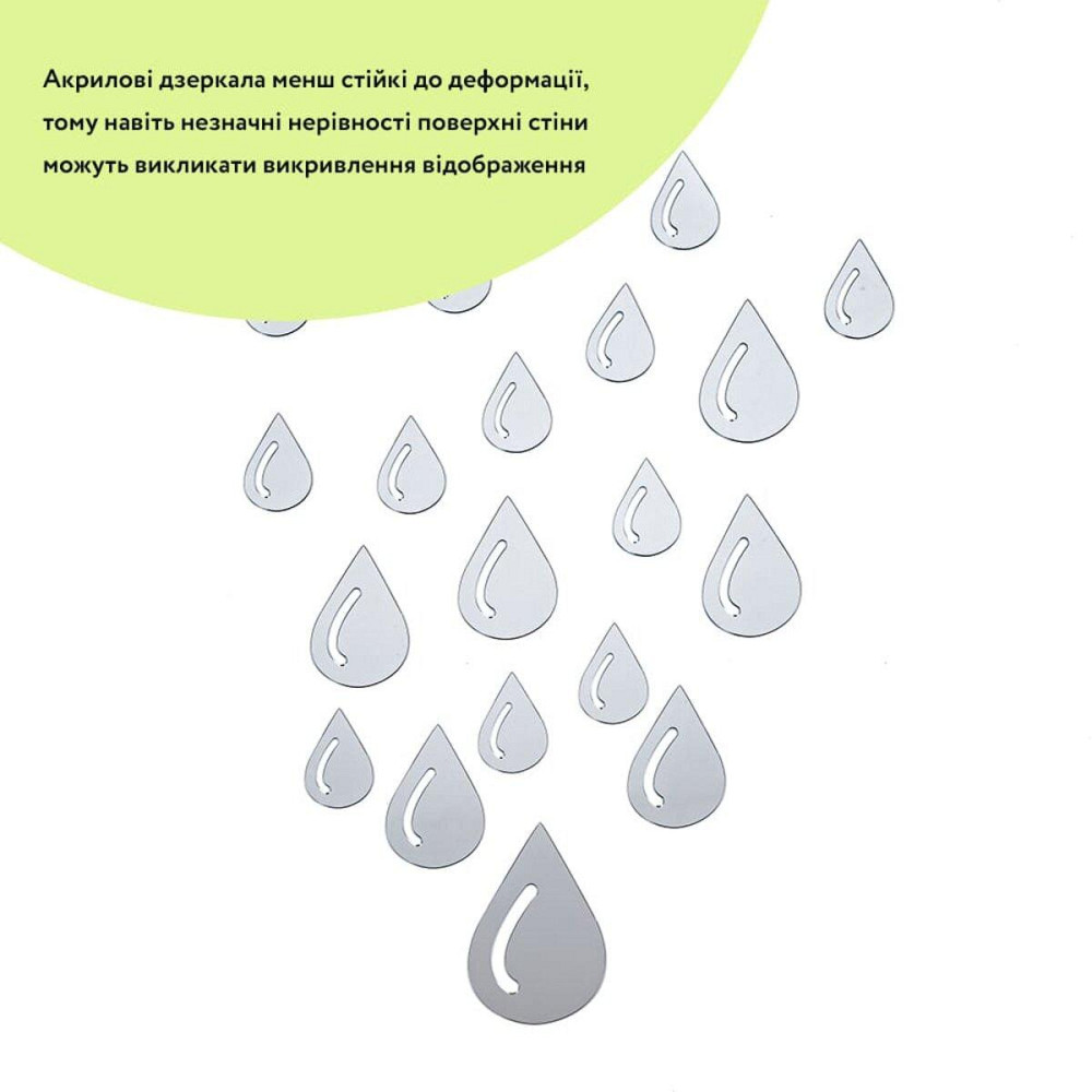 Декор дзеркальний самоклеючий Краплі сріблясті, 20 шт Київ - фото 2
