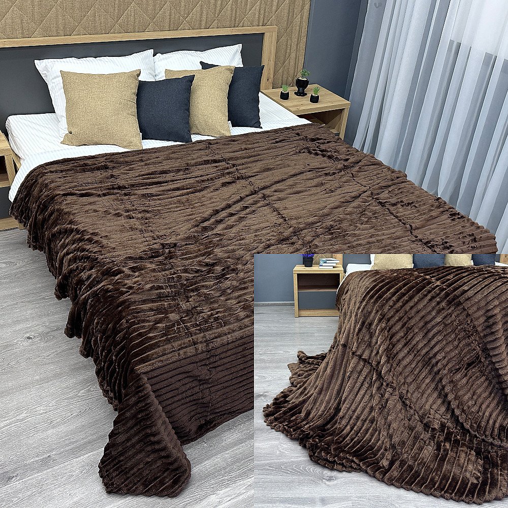 Плед-покривало смужка Шарпей 220х220 см (+-10см) Венге (87-197) Київ - фото 1