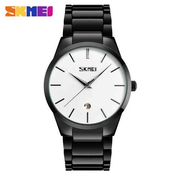 Мужские наручные часы Skmei 9140 (черные с белым циферблатом) Винница