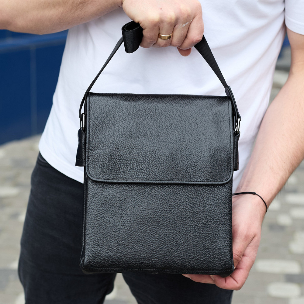 Сумка мессенджер 21.5x25x7 кожаная барсетка для мужчин Tiding Bag 35775 черная Киев - изображение 12