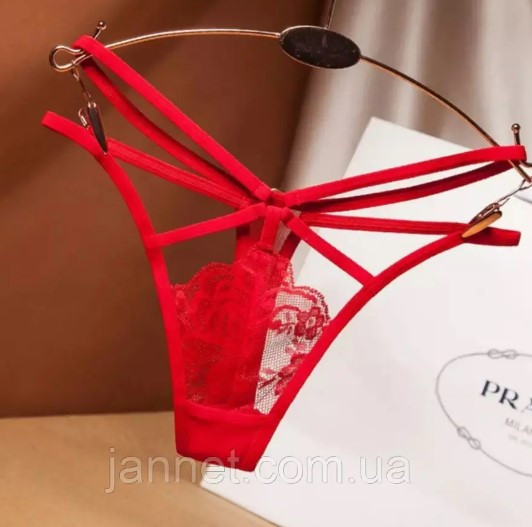 Еротичні стрінги червоні - розмір універсальний (42-44) Київ - фото 1